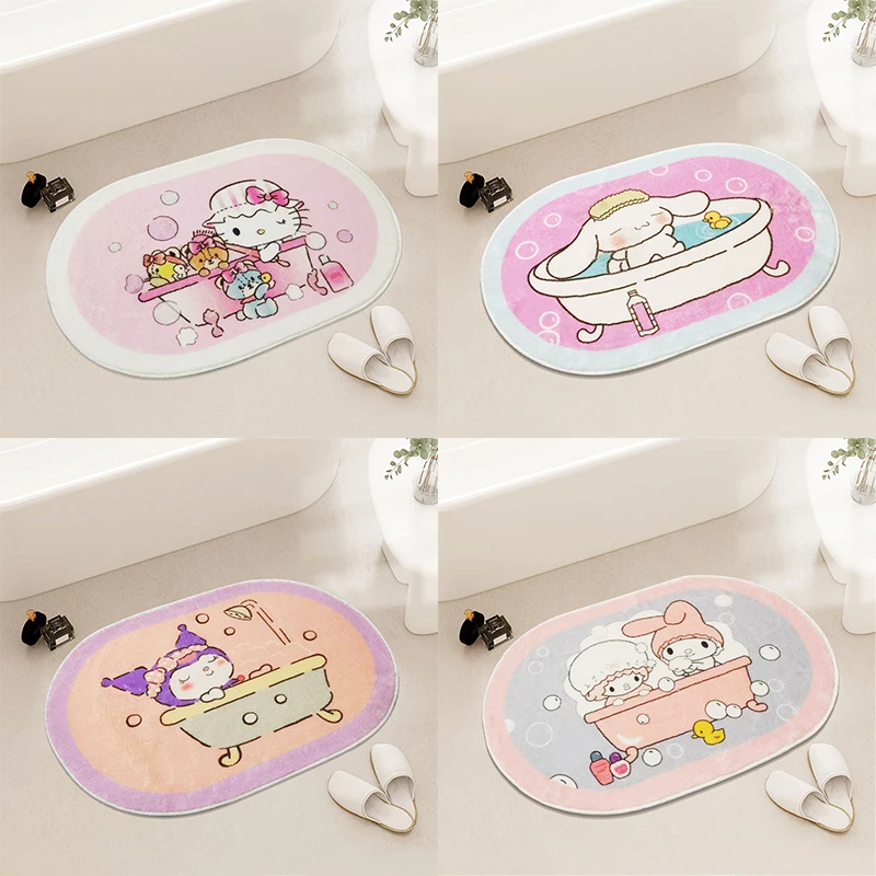 Sanrio Hello Kitty Килим Kuromi Cinnamoroll My Melody Kawaii Домашни Меки Кожени Подложки Детска Спалня За Момичета, Подложка За Хол