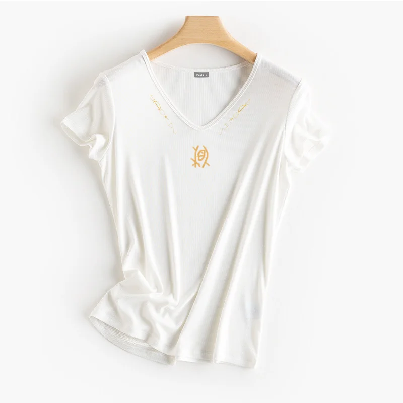 Лятна висококачествена мода, за отдих и мека женска дишаща класическа тениска с къс ръкав Изображение 0 