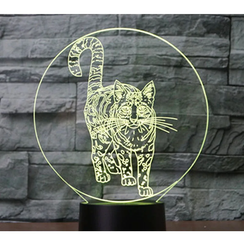3D Led нощна светлина Стои котка с 7 Цветове на Светлината, за да украсят Дома Лампа Невероятна Визуализация Оптична Илюзия е Страхотна
