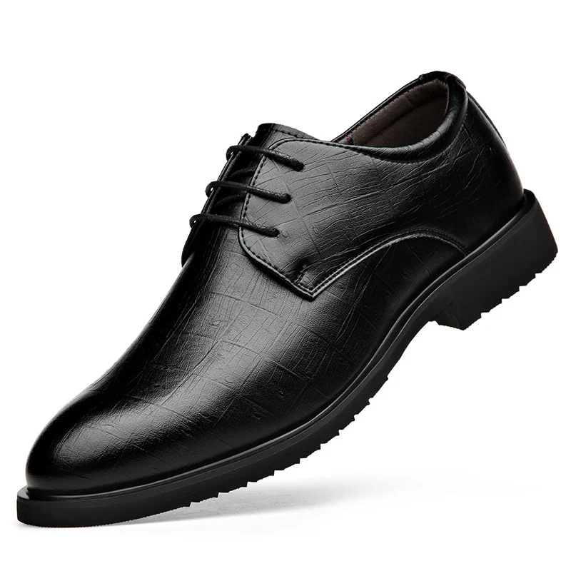 Нови Официални бизнес Ежедневни обувки с Остри Пръсти, Удобни износоустойчиви Черни Кожени обувки с ниски Берцем