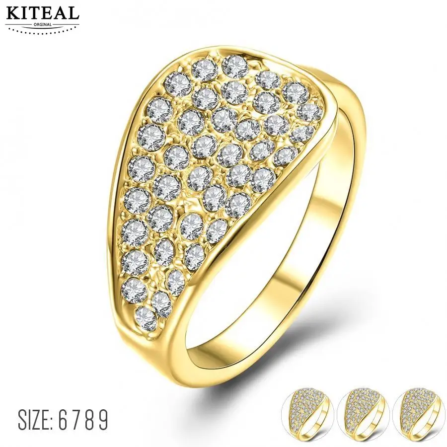 KITEAL 2017 най-новият Златист цвят Жълт/Бял/Розов и Жълт цвят Бял размер 6 7 8 9 женски пръстен индивидуално сватба