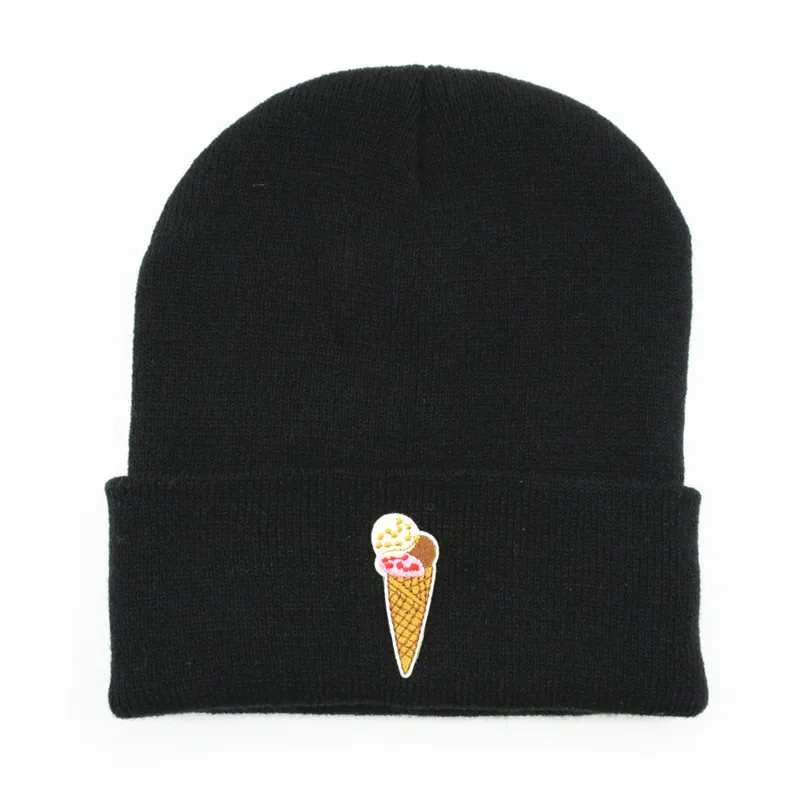 LDSLYJR сладолед бродерия Удебелена вязаная шапка зимна топла шапка Skullies капачка капачка за мъже и жени 110