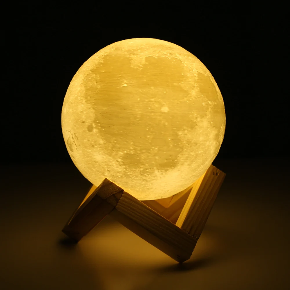 3D Принт Акумулаторна Лунна Лампа Led нощна светлина Творчески Сензорен Прекъсвач на Лунна Светлина, За Украса Спални Подарък За Рожден Ден