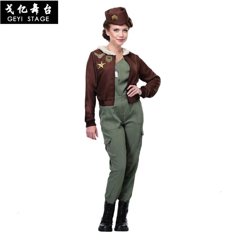 Нова възрастен женски секси костюм на пилота за cosplay на Хелоуин, войници-вещица в женския армия офицерском костюм, пилот, пилот фантазийный
