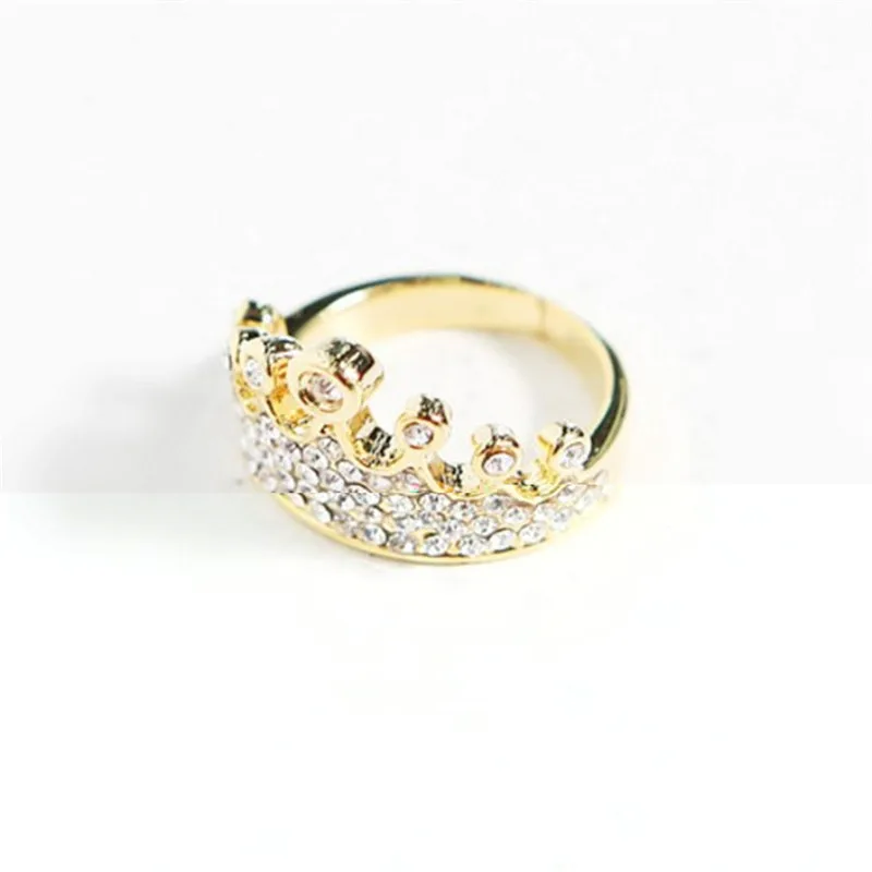 Нов дизайн, винтажное пръстен с кристали, силно чувство, crown, пълна с кристален леене, малко пръстен за жени, безплатна доставка
