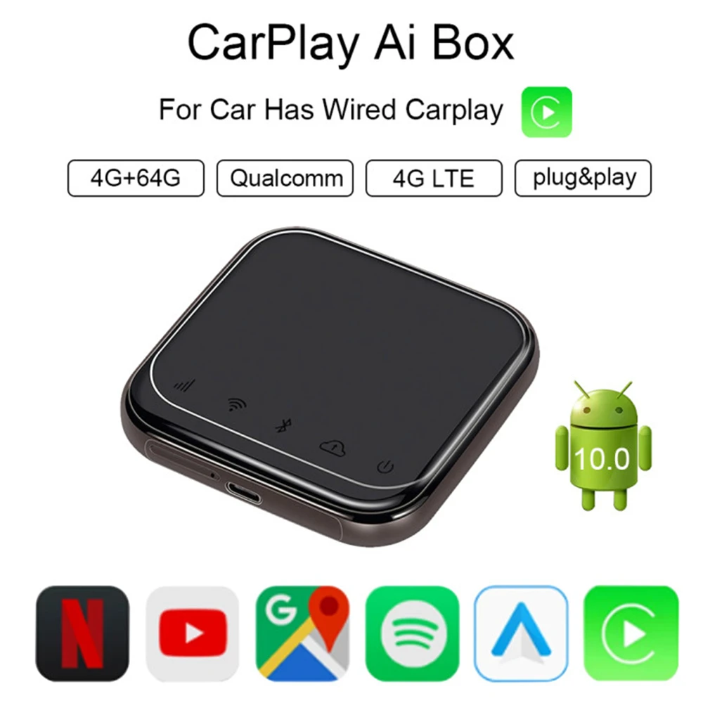 Carplay Ai Box Безжичен Carplay Android Box Автомобилен Мултимедиен Плеър 4 + 64G Plug и Play Apple Carplay Аудио Volvo от Ford Benz, VW