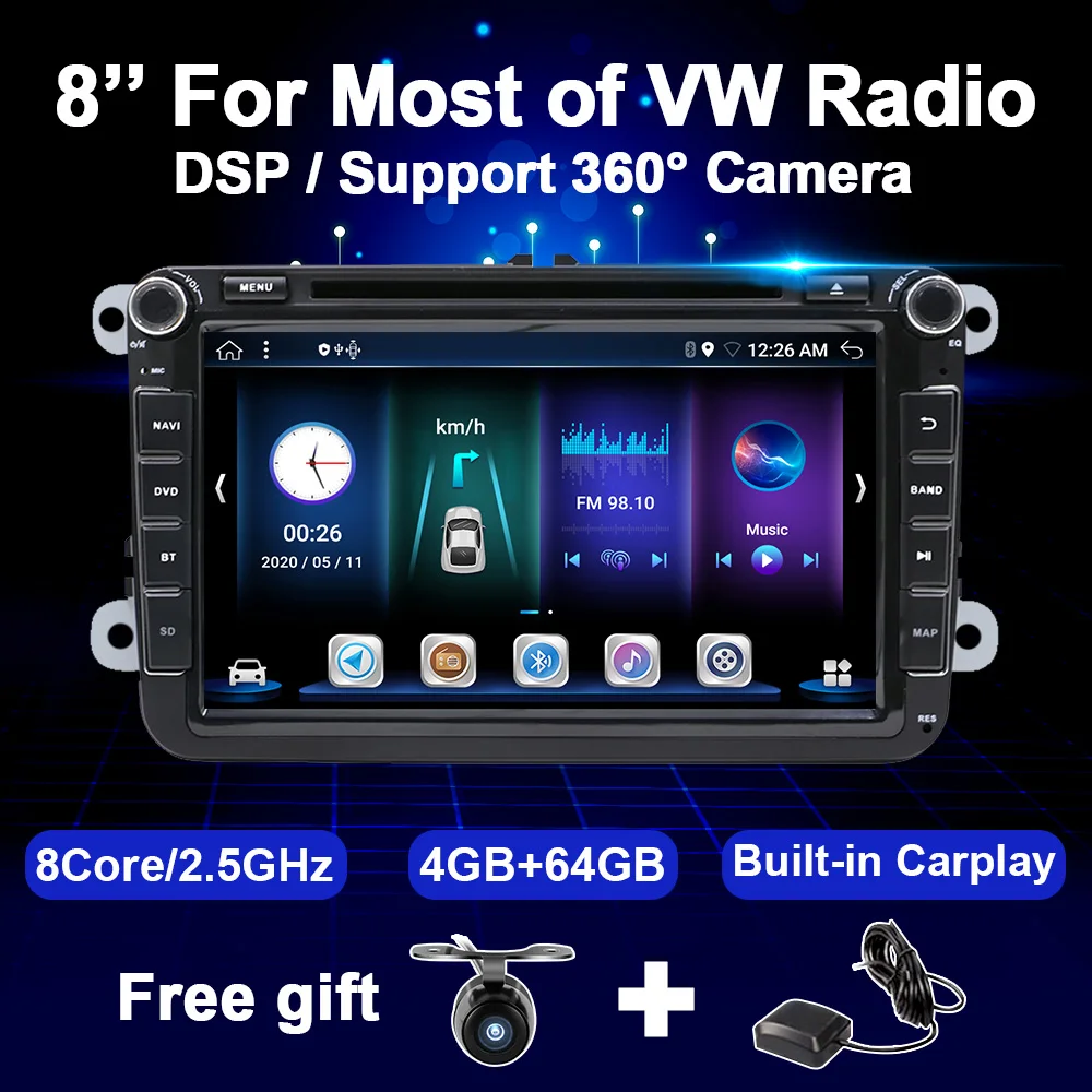 Андроид 10 Авто Радио DVD За VW Passat B6 B7 Polo GOLF 5 6 Amarok Touran, Tiguan, Jetta Magotan CC T5 Seat Мултимедия 2 Din GPS