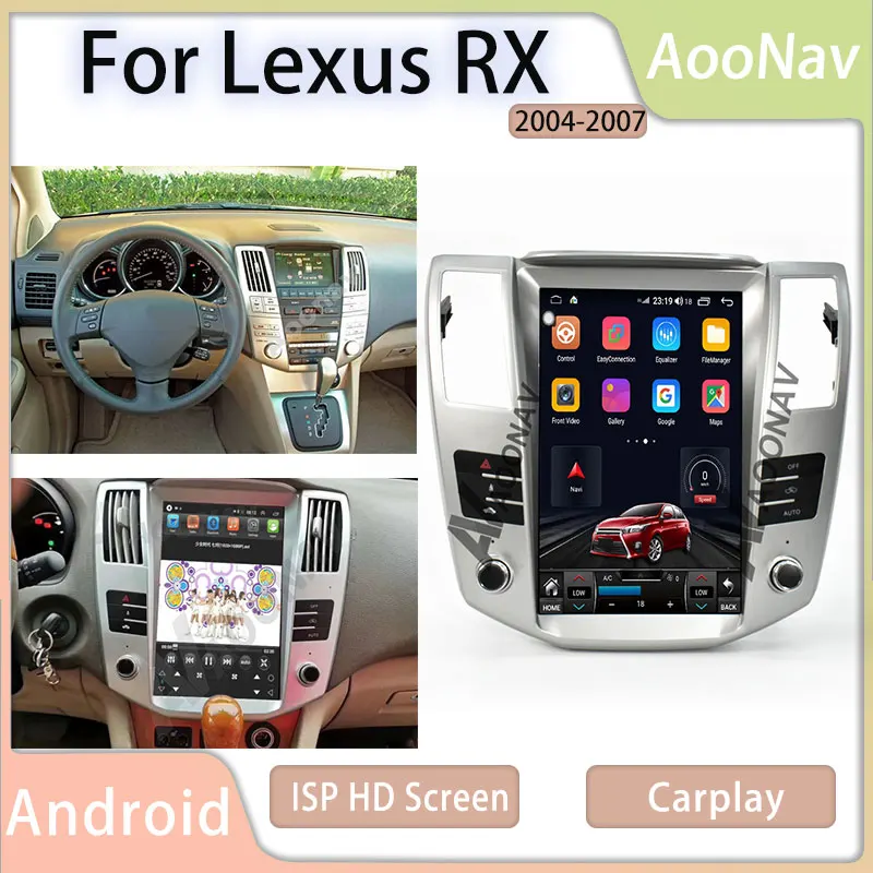 Android 10,0 Автомобилен радиоприемник За Lexus RX 2004 2005 2006 2007 Tesla Интелигентен Авто Стерео Сензорен Екран, GPS Навигация Записващо устройство