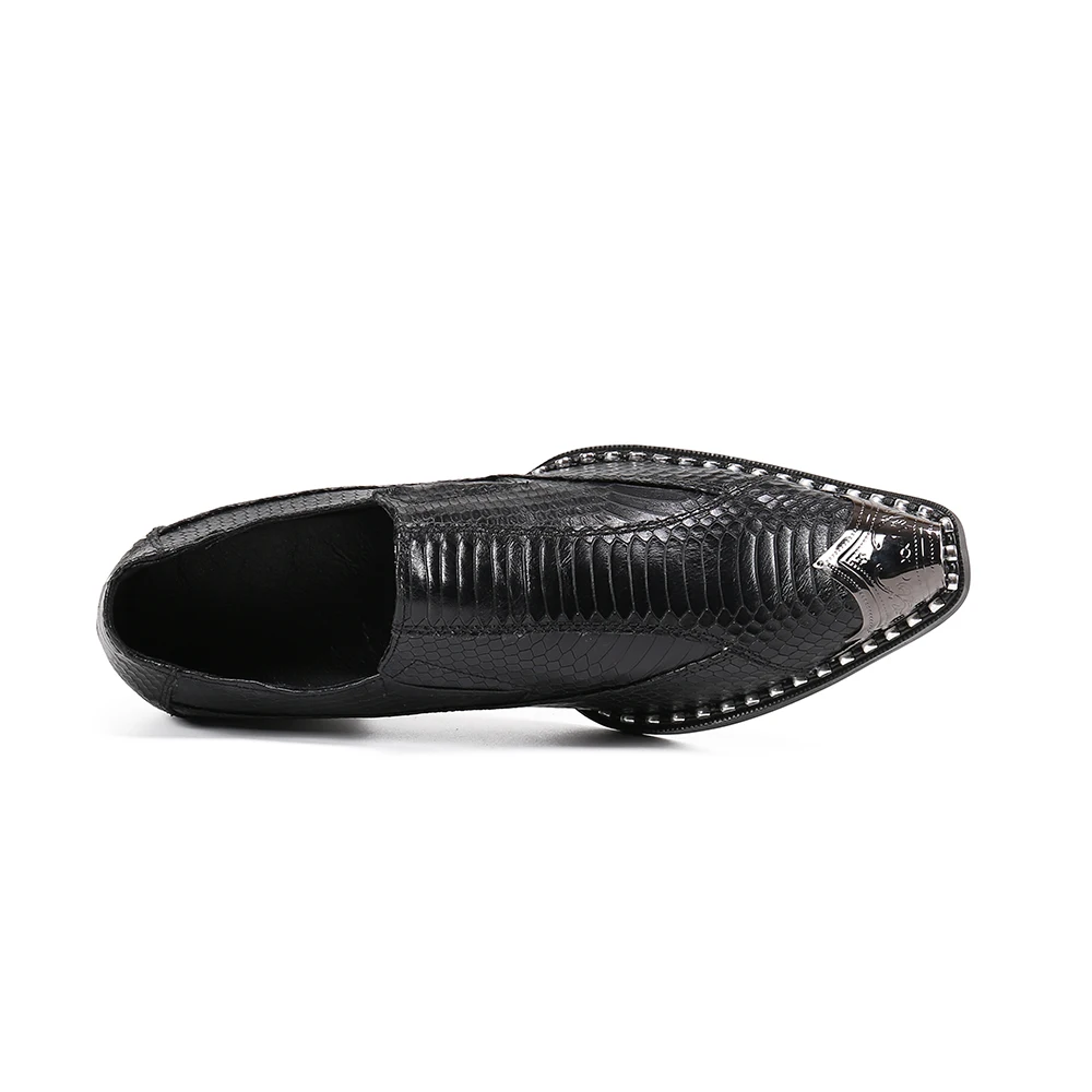 Christia Bella/ Дизайнерски мъжки обувки От естествена Кожа На Висок Ток С Метални Бомбе, Вечерни Модела Обувки, Увеличаване на Растежа, Бизнес Официалната Обувки Изображение 5 