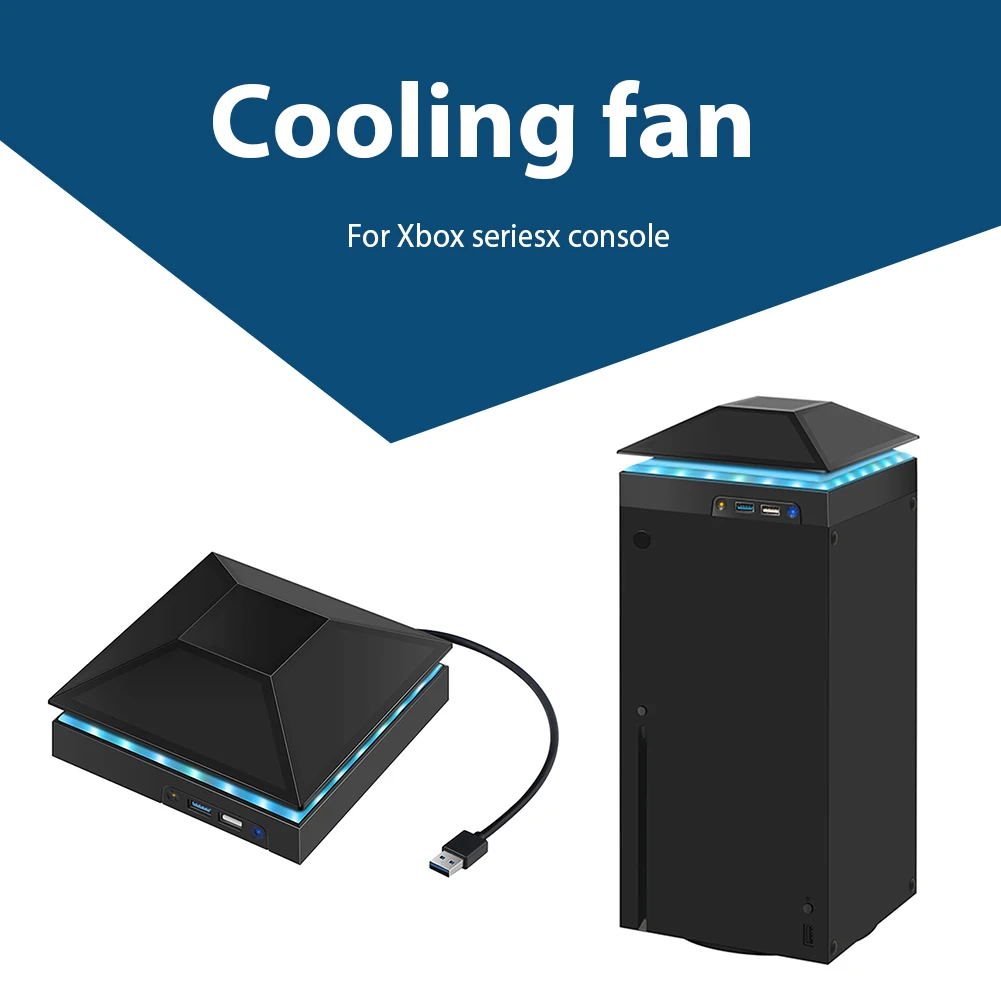 Вентилатор за Охлаждане на Игралната Конзола за Xbox Series X Конзола Охладител, Вентилатор за Отвеждане на Топлината Цветни Дихателен Лампа с USB Порт За Зареждане