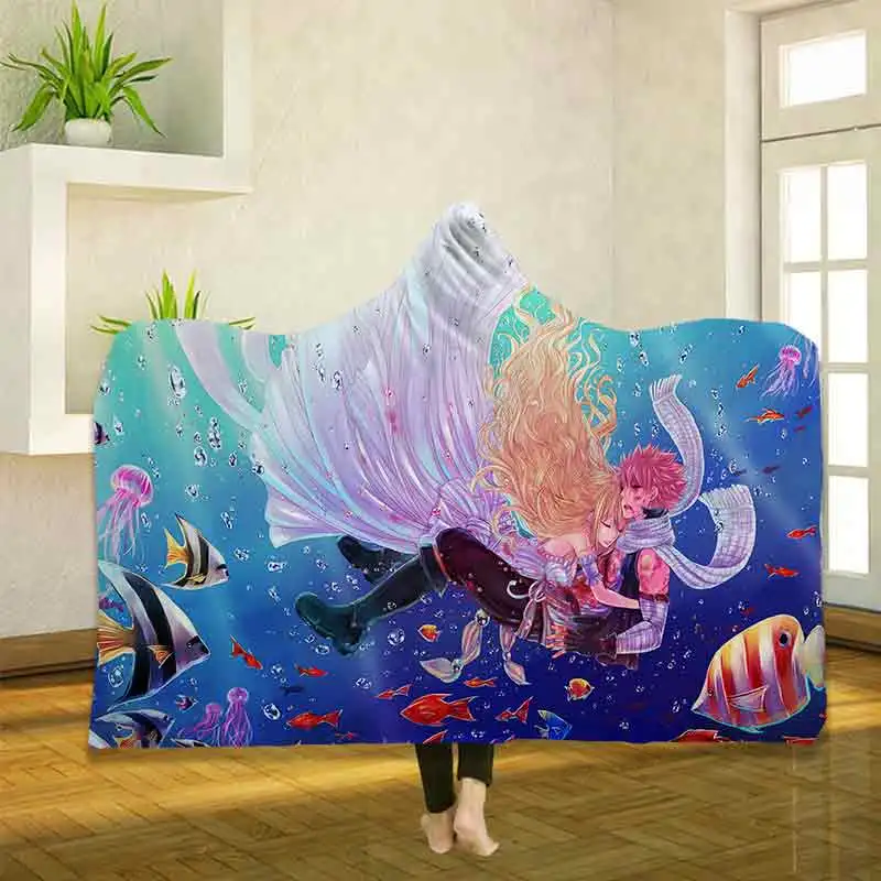 Аниме Fairy Tail 3D Печат Наметала Одеало С Качулка Носимые Топли Флисовые Легла Офис Меки Одеяла Възрастни Пътуване 19 Изображение 0 