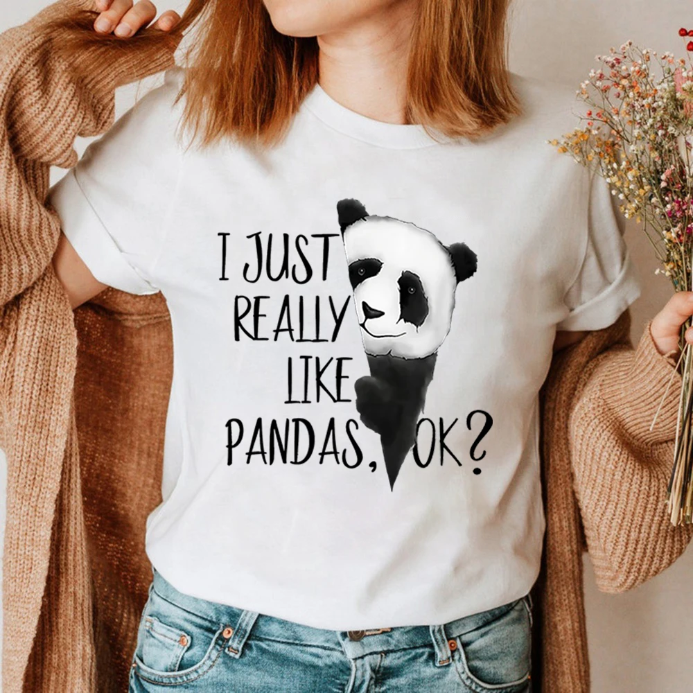 Просто ми харесва много Панда, добре? Дамски Тениски С Принтом Gril, Ежедневни Блузи С Къс Ръкав, Тениска, Дамски Градинска Мъжка тениска С Карикатура Пандой