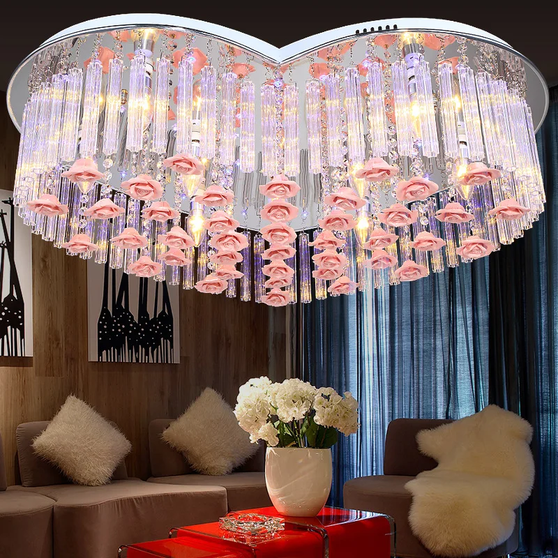 Завод за директни продажби на led тавана лампа на вътрешното осветление във формата на сърце кристал тавана лампа сватбена спалня тема всекидневна лампа