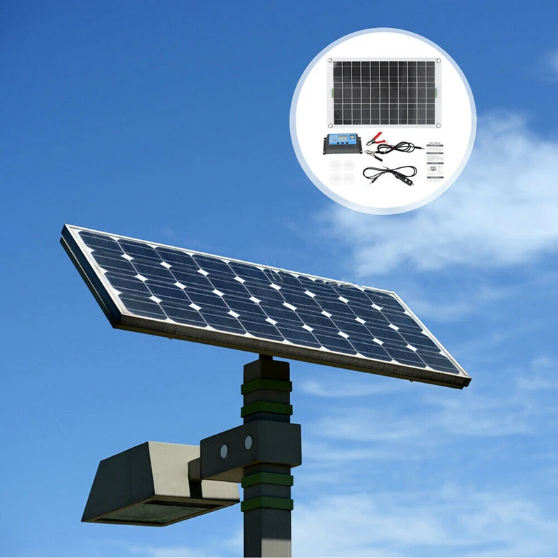 Зарядно слънчеви панели 20В поликристални зарядно слънчеви панели с регулатор 30А за мобилен телефон, домашен разположен къмпинг лодка Каравана РВМС Изображение 5 