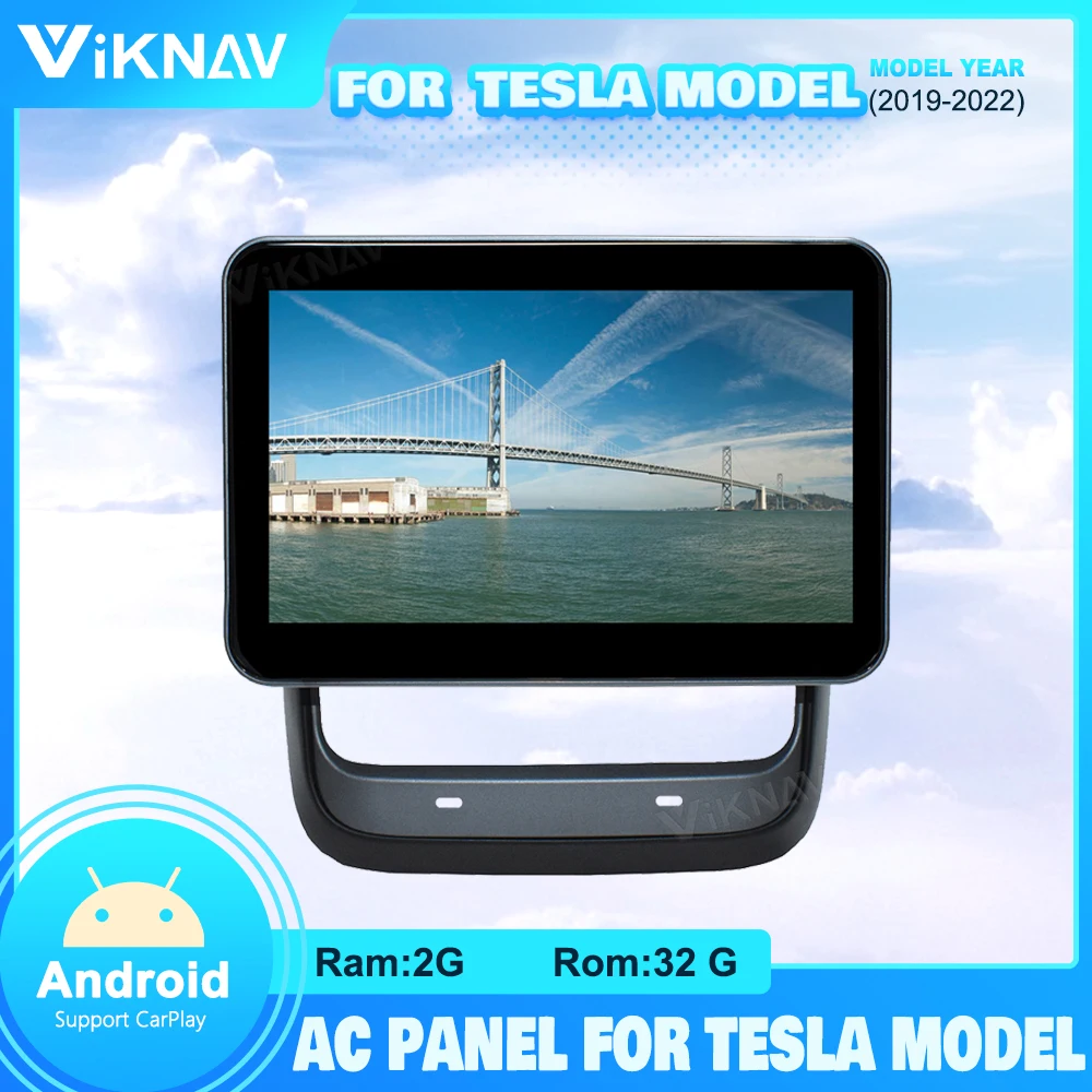 Android Задни Развлекателен Монитор, Контрол на Климата За Tesla Model Y Model 3 AC Панел на Задната Седалка Климатик Сензорен Екран Изображение 0 