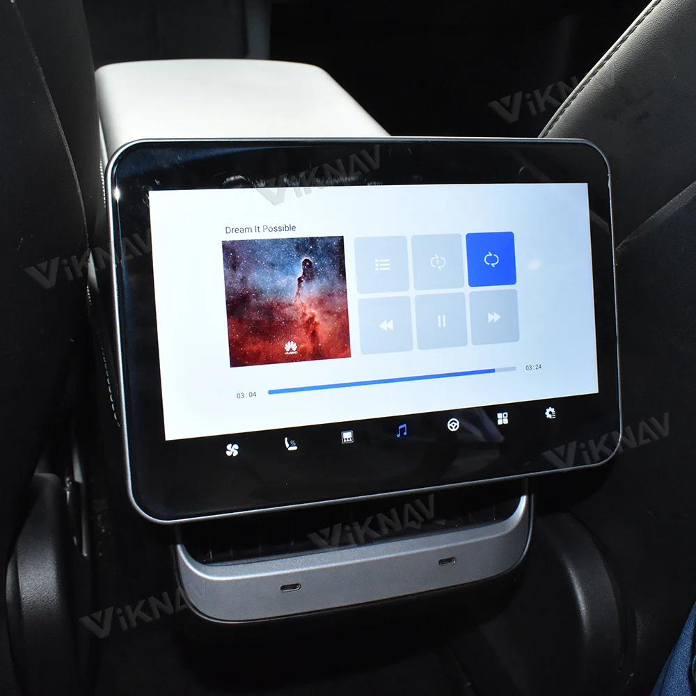 Android Задни Развлекателен Монитор, Контрол на Климата За Tesla Model Y Model 3 AC Панел на Задната Седалка Климатик Сензорен Екран Изображение 3 