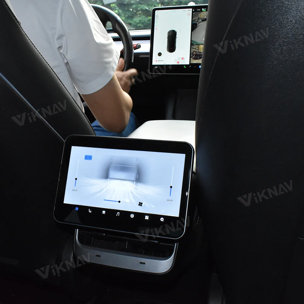 Android Задни Развлекателен Монитор, Контрол на Климата За Tesla Model Y Model 3 AC Панел на Задната Седалка Климатик Сензорен Екран Изображение 5 