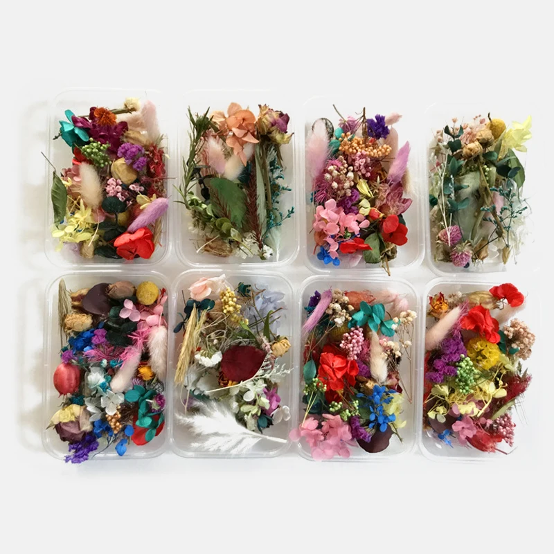 1 Кутия за Сухи Цветя са Истински Сухи Растения За Ароматерапия Свещ Епоксидна Смола Висулка Колие Производство на Бижута Занаят САМ Аксесоари