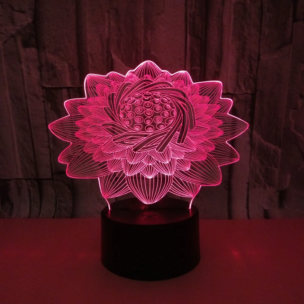 Новият Lotus 3d Led Лампа Творчески Настолен Usb Led Led лека нощ Цветна Lotus 3d Led нощна светлина Коледни декоративни светлини