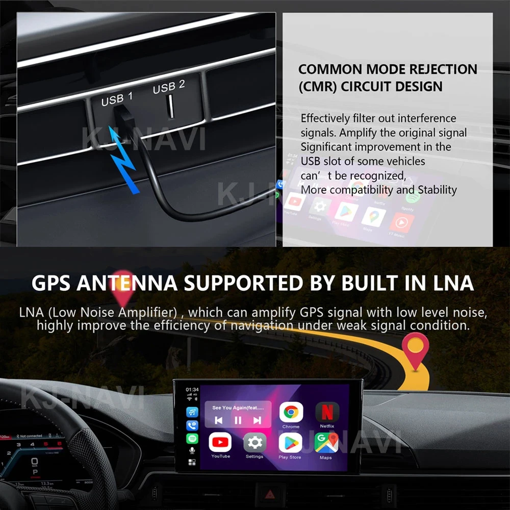 Carplay Apple Android AI Box За Apple Carplay Ai Box Универсален 4 + 64G Android Автоматична Скоростна За Джип Audi Kia Benz Hyundai, Nissan Изображение 4 