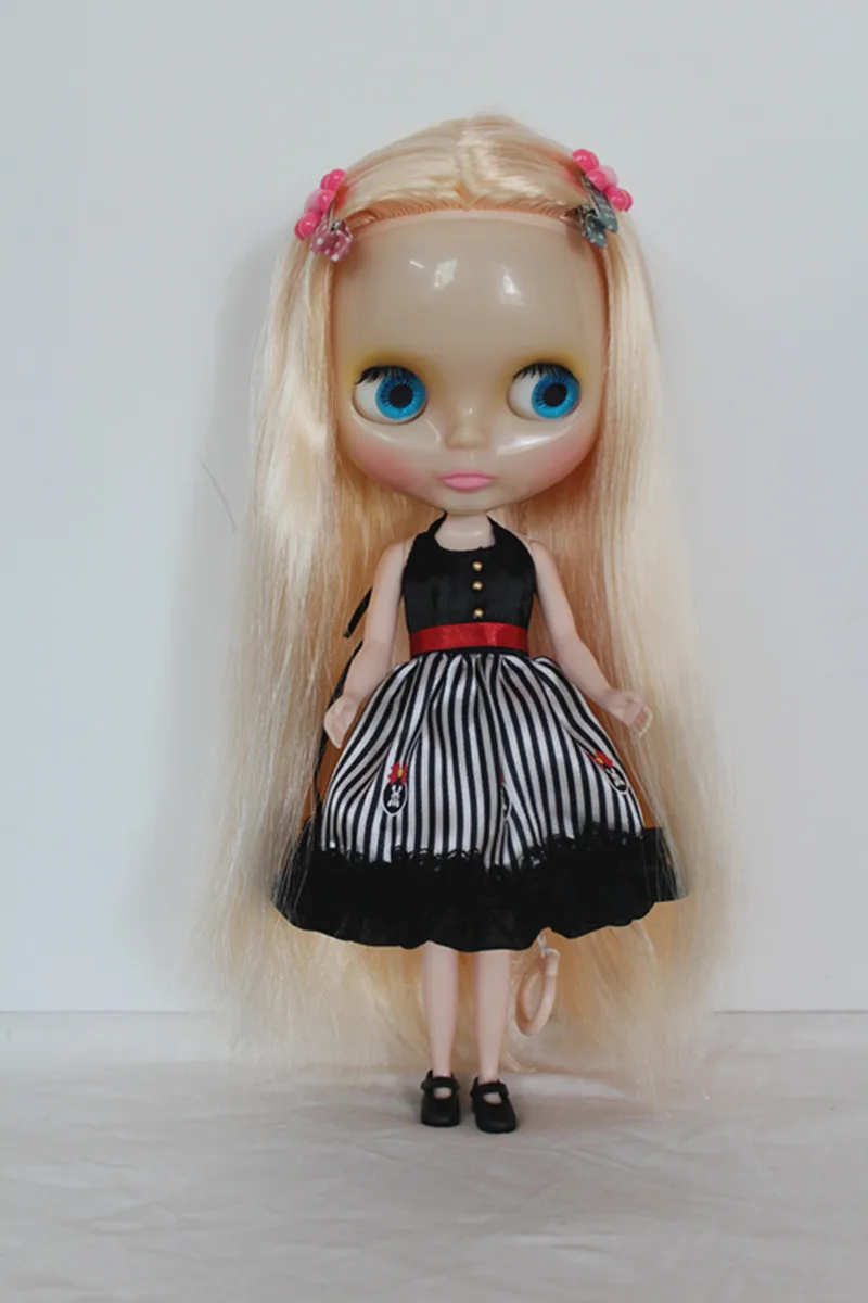 Blygirl Бежово прави косата гола кукла Blyth кукла прозрачна кожа обичайно тялото седем стави се променят своя собствена грим