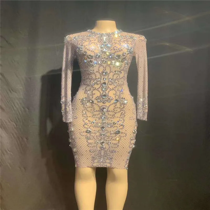 V22 Секси рокля за танци на един стълб с кристали, рокля за изказвания, дрешки с кристали, сверлящая лъскава пола на бедрата, еластична облекло