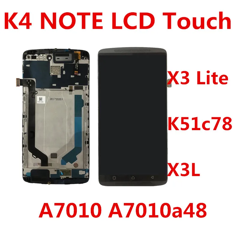 Черен, бял цвят, За да Lenovo K4 Note A7010 A7010a48 LCD Екран Дисплей + Touchpad Таблет За Настроението X3 Lite K51c78 X3L LCD Дисплей Рамка