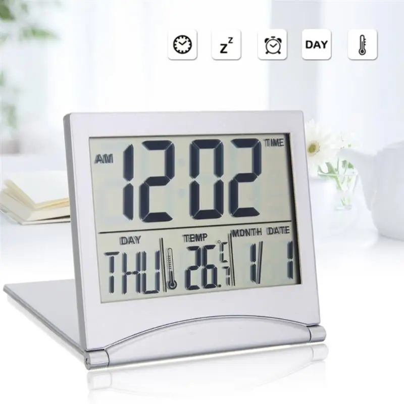 Сгъваем LCD-Digital alarm clock метеорологичната станция Настолни Часовници Дата на Температурата Календар на Дисплея Начало на Пътуването Електронни Настолни Часовници