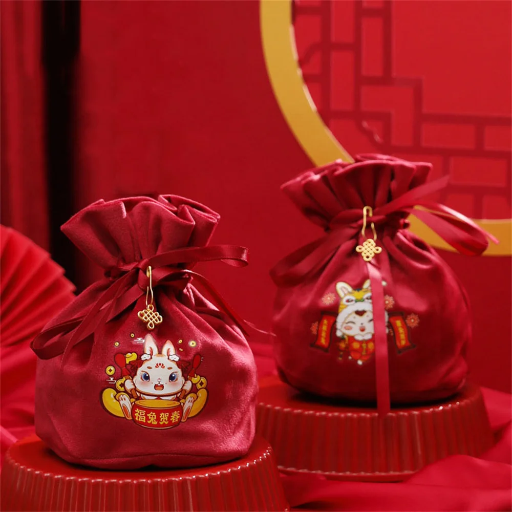 Честит Торба Сладък Заек Шоколадова Торбичка За Бонбони За Опаковане На Подаръци Чанта Сватба Рожден Ден На Великден Парти За Опаковане На Пакети 2023 Китайската Нова Година