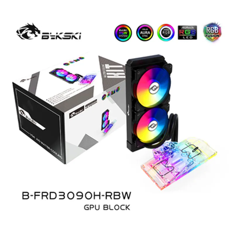 Воден блок на графичния процесор BYKSKI за AIC GeForce RTX 3080 3090 Reference Edition с 240 мм Радиатор/ПОМПА/2 бр. вентилатор A-RGB Led лампа