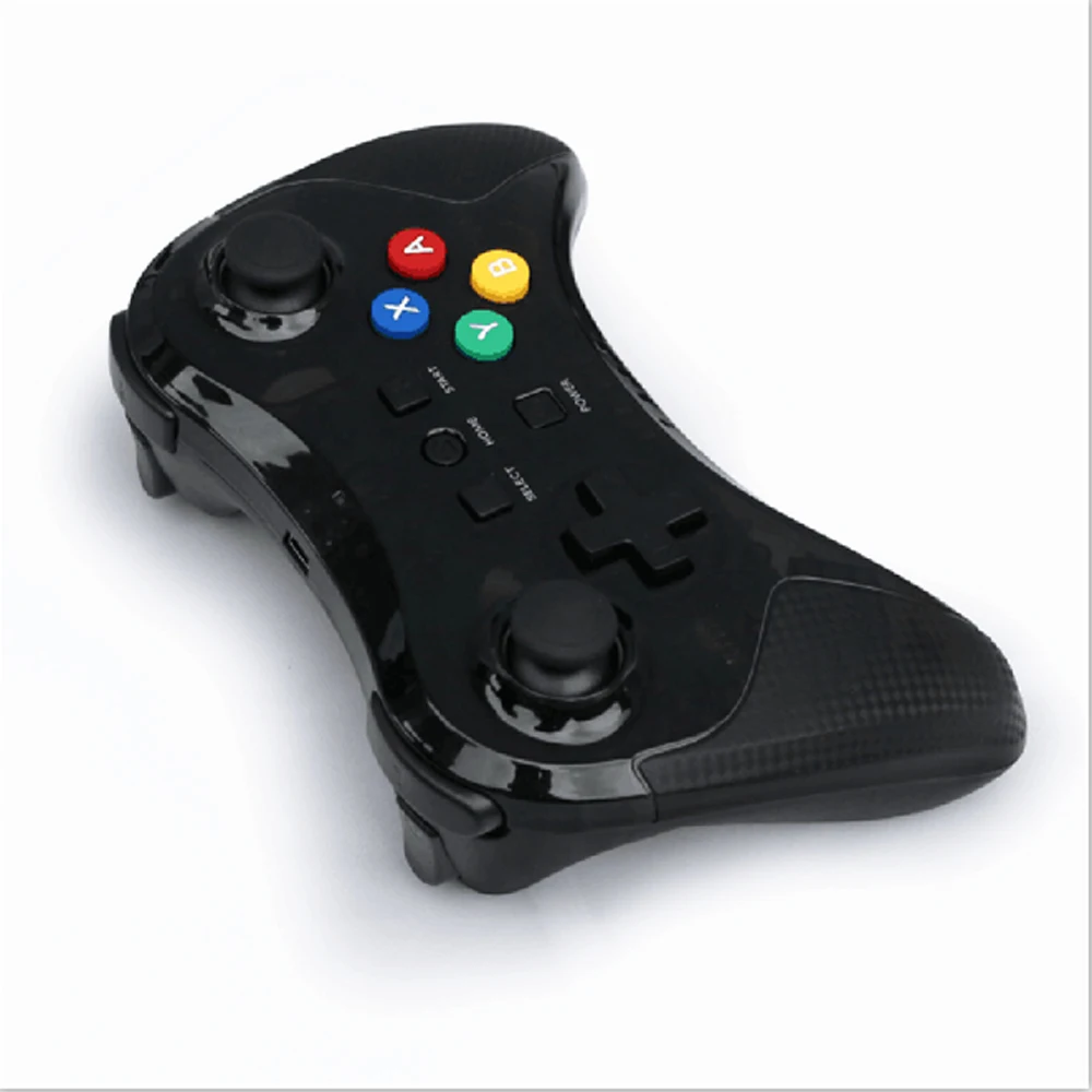 За W-i-i-U безжичен геймпад контролер Pro дръжка джойстик с подсветка с кабел за пренос на данни прозрачен черен цвят Изображение 4 