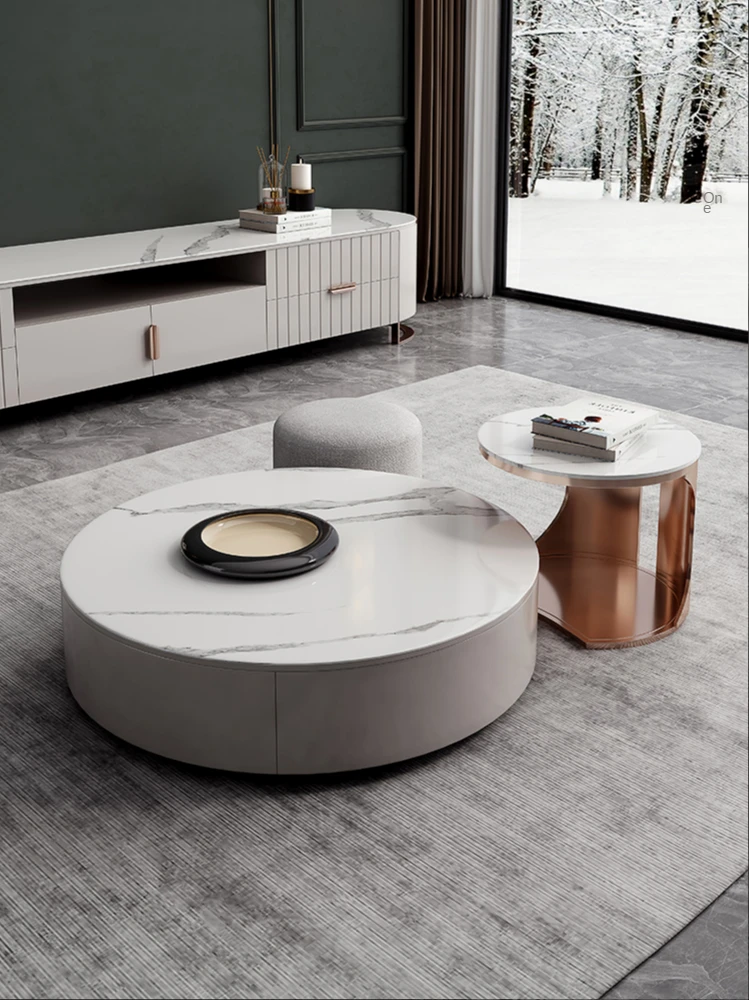 Лесен луксозна каменна масичка за чай TV шкаф с разход кръг за съхранение на Nordic I wind модерен лесен домакински чай маса