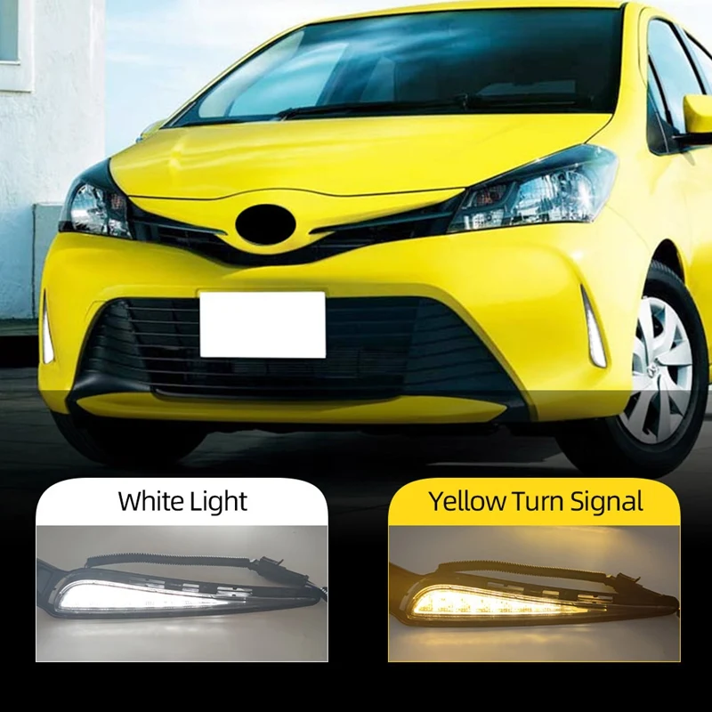 Автомобилни Модифицирани LED Дневни Светлини DRL Насоки на Завоя Фарове За Toyota Vitz 2016 -2018