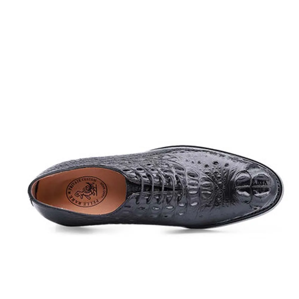 piliyuan/ нови обувки от естествена крокодилска кожа, мъжки бизнес мъжки модел обувки за почивка, увеличена мъжки официалната обувки дантела Изображение 1 