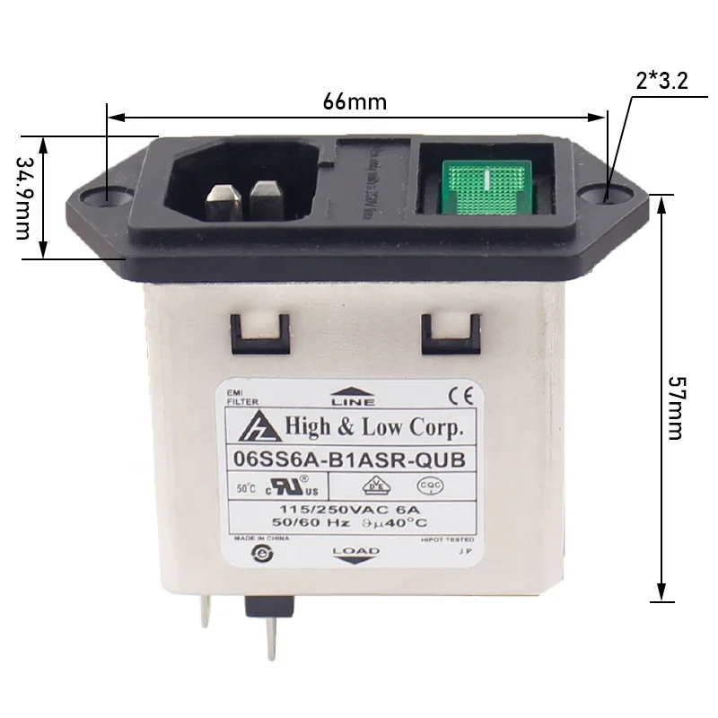 (1 опаковка) Модул за въвеждане на захранване на мини-версия на IEC 320 C14 EMI Филтър Кулисный ключ Държач на предпазителя 4.8 Изображение 1 