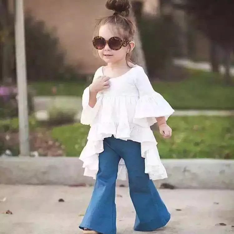 2019 пролетта висококачествени модерни детски дънки за момичета, ежедневните дънки, детски дънкови панталони
