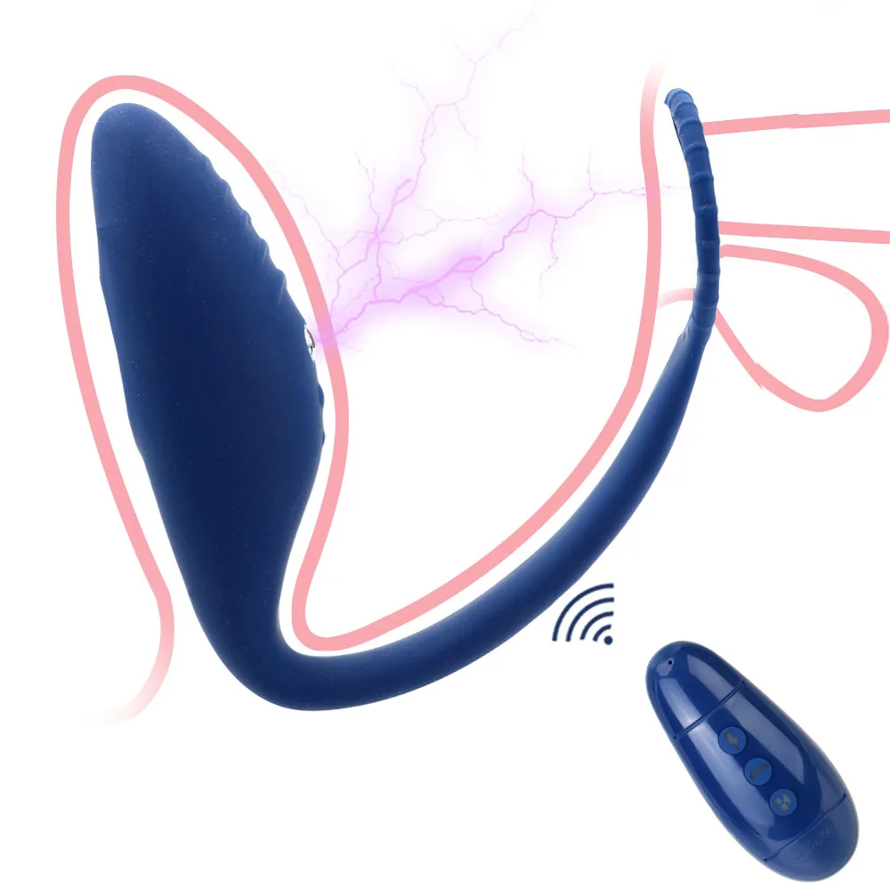 Пенис Пръстен Plug Анален Вибратор С Безжично Дистанционно Дистанционно Управление Електрически Шок Масажор На Простатата Вибратор От Секс Играчки За Мъже 10 Честота