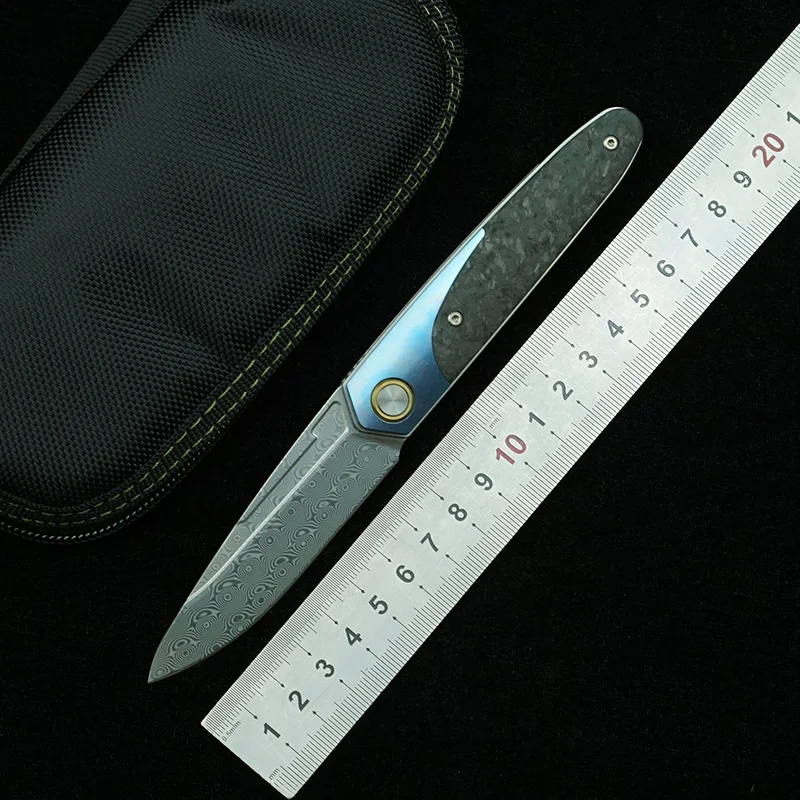 LEMIFSHE 838 Флипер Сгъваем Нож Дамасское Нож От Въглеродни Влакна, Дръжка Открит Къмпинг Оцеляването на Кухнята Многофункционален EDC Инструменти