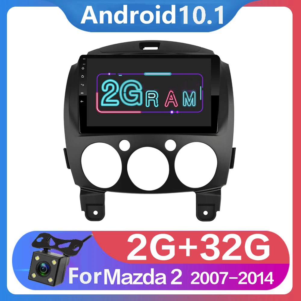 Android 10,1 2Din Авто Радио Мултимедиен Плейър GPS Навигация за MAZDA 2 2007-2014 БЕЗ DVD MP5 Плейър Авто аудио Стерео Изображение 0 
