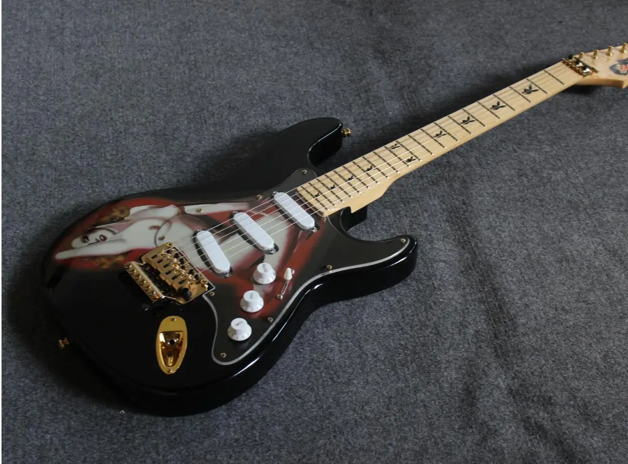 Custom shop електрическа Черен цвят 6 жал китара ra Кленов Лешояд висококачествени звукосниматели