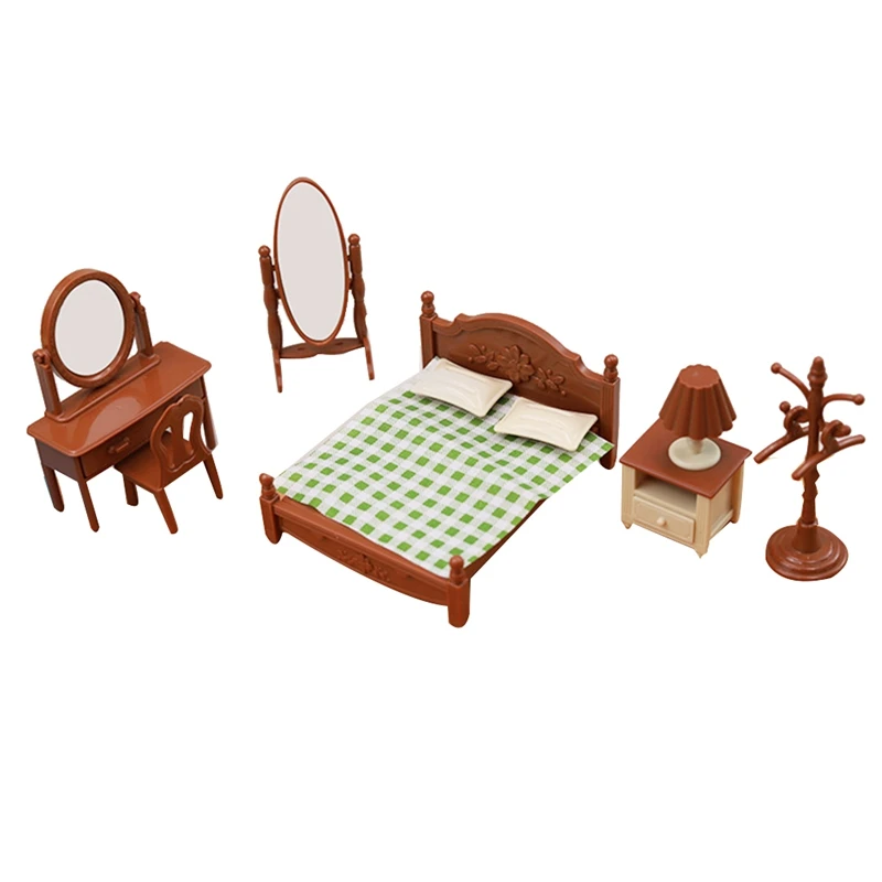1:18 Моделиране Мини Спалня, Легло Скрин, Комплект Бижута Куклена Къща Детски Игри Къща Играчки