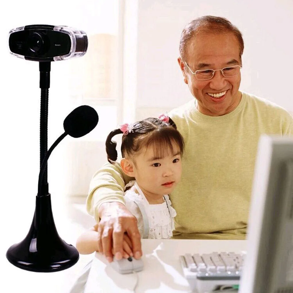 Безплатна HD уеб-камера с микрофон, уеб камера за компютър, лаптоп, Домашен Регулируема Уеб камера Изображение 1 