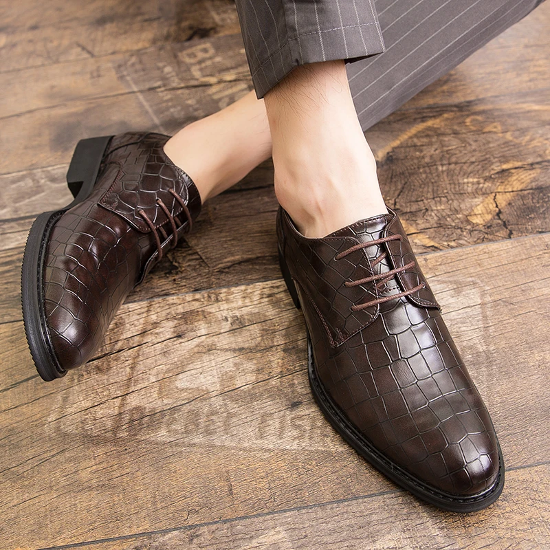 Misalwa/ Модел обувки, за Костюми, мъжки черни обувки за сватба-Oxfords дантела прозорци, Кожени бизнес обувки Голям Размер 38-47, мъжки Стилни, Елегантни вечерни обувки на плоска подметка