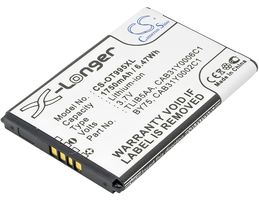 CS 1750 ма/6.48 Wh батерия за Alcatel One Touch 993D, One Touch 995, OT-993D, OT-995, CAB150000SC1, CAB31Y0006C1, TLiB5AA