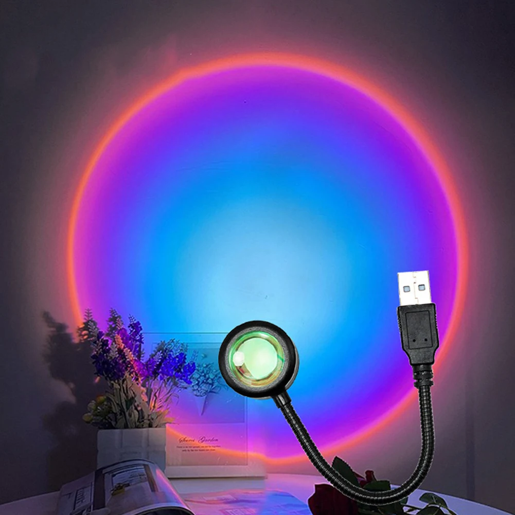 Романтичен Залез Проектор Лампа Цветен Слънчевата Светлина е Лампа-Подарък за Жени E2S