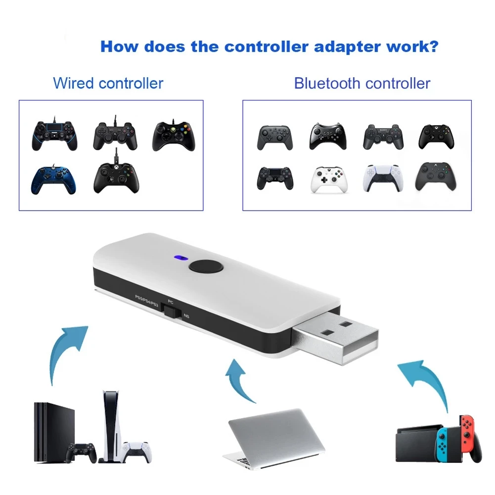 2021 НОВ Конвертор Дръжки За PS5/PS4/Switch/PC/P3 Домакин на Кабелната Плюс Безжичен Bluetooth Контролер, Адаптер r12 Изображение 4 