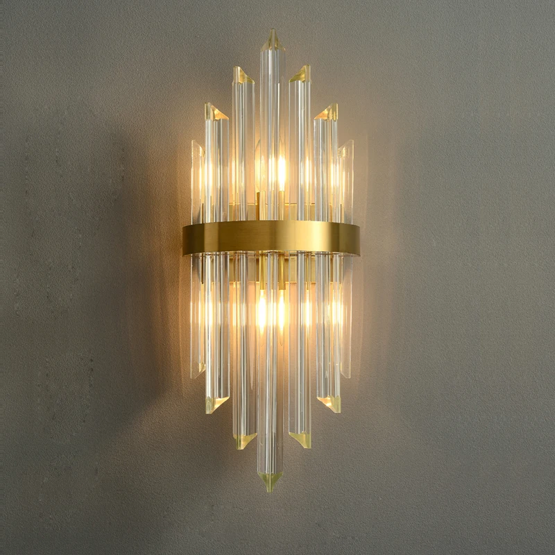 LED Постмодернистский Crystal От Неръждаема Стомана, Златен Прозрачен LED Светлини, Led Лампа, монтиран на стената лампа, Стенни лампи За Спалня, Коридор