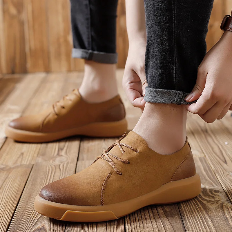 2022 Висококачествена Марка Мъжки Обувки Кожени Лоферы Дишаща Пролетно Ежедневни Обувки Улични Нескользящие Мъжки Маратонки Голям Размер