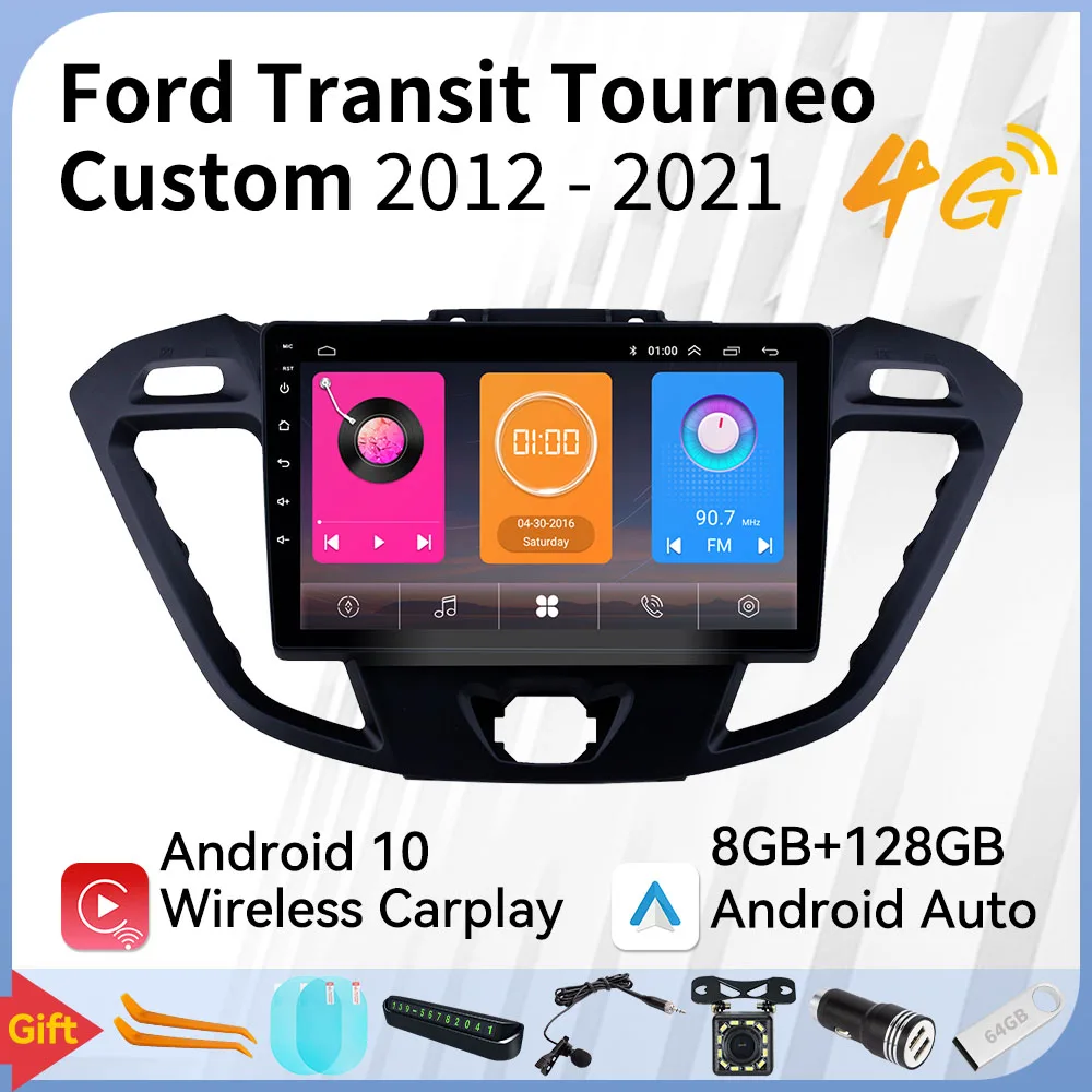 Carplay Стерео за Ford Transit Tourneo Custom 2013-2021 Авто Радио 2 Din Android Мултимедиен Плейър на Екрана на Главното Устройство за Навигация Изображение 0 