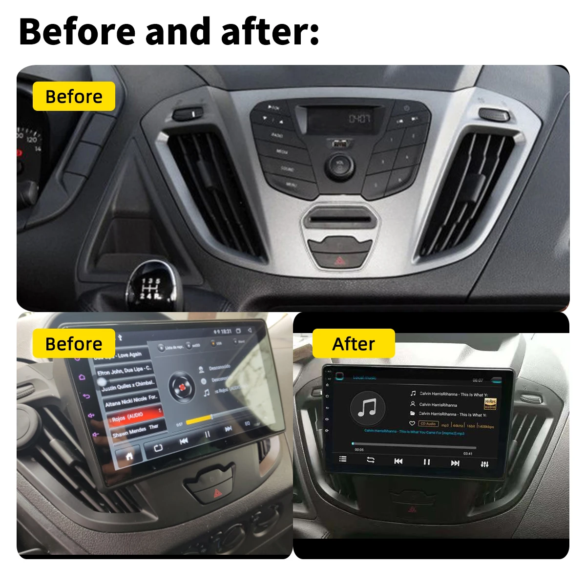 Carplay Стерео за Ford Transit Tourneo Custom 2013-2021 Авто Радио 2 Din Android Мултимедиен Плейър на Екрана на Главното Устройство за Навигация Изображение 2 